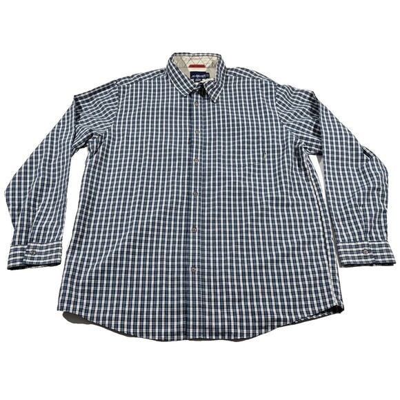 Billabong Button Shirt Mens Blue White Plaid Square Long Sleeve Poly Casual XL - Picture 1 of 11